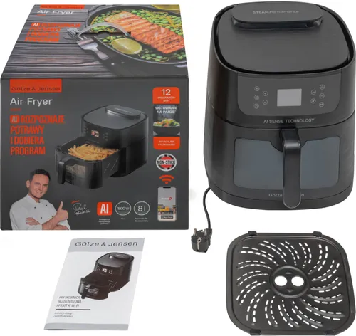 Air Fryer Frytkownica beztłuszczowa AI GÖTZE & JENSEN AF850T by Setti+ WiFi rozpoznawanie potraw i gotowanie na parze