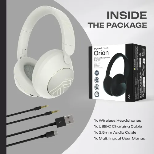 Słuchawki bezprzewodowe PowerLocus Orion Nauszne Bluetooth 5.4 Piaskowy