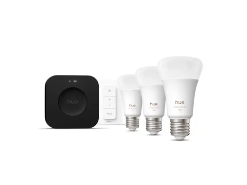 Żarówka LED Philips Hue White and Colour Ambiance 3 inteligentne żarówki E27 + Dimmer switch + Bridge Pro