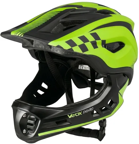 Kask rowerowy VAYOX Enduro VA0421GM Zielony Full Face z odpinaną szczęką (rozmiar M)