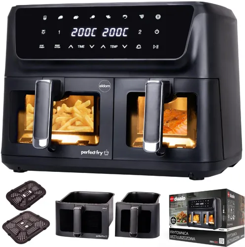 Air Fryer Frytkownica beztłuszczowa ELDOM FR220 Dualo 11l z podwójnym koszem i okienkiem do obserwacji postępów gotowania