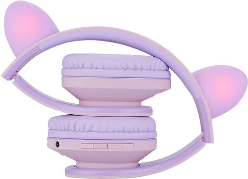 Słuchawki nauszne POWERLOCUS P2 Kids Kocie uszy Fioletowo-różowy