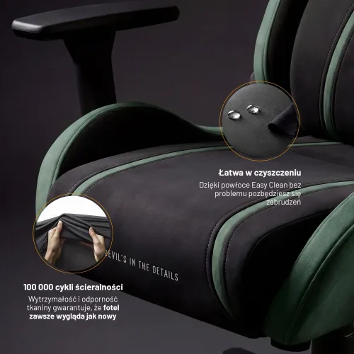 Fotel Diablo Chairs X-One 2.0 Normal Forest Green Gamingowy do 140kg Tkanina Czarno-Zielony