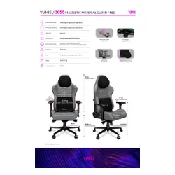 Fotel YUMISU 2050 Magnetic Jasnoszaro-czerwony