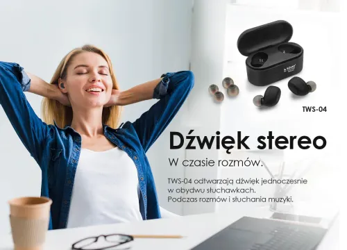 Słuchawki bezprzewodowe Savio TWS-04 Dokanałowe Bluetooth 5.0 Czarny