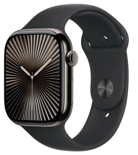 Apple Watch Series 10 GPS + Cellular 46mm tytan łupek pasek sportowy czarny M/L