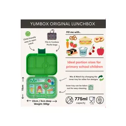 Szczelna średnia śniadaniówka Yumbox Original - jurassic green / funny monsters