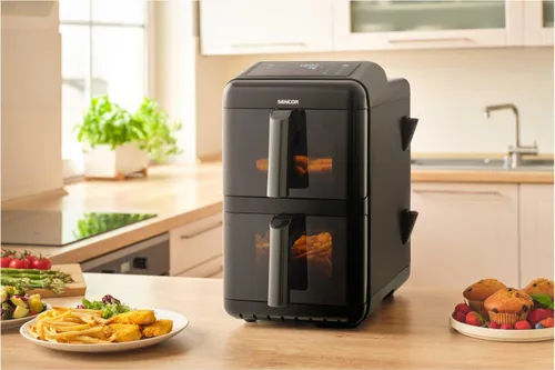 Air Fryer Frytkownica beztłuszczowa SENCOR SFR 1250BK 11.6l z podwójnym koszem, 10 automatycznymi programami i okienkiem do obserwacji postępów