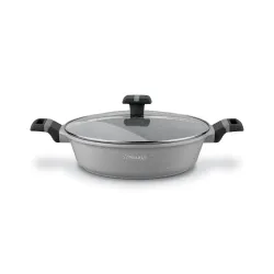 Patelnia na indukcję marmurowa z pokrywką krótkie uchwyty Starke Pro Musse Grey 28 cm