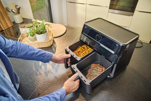 Air Fryer Frytkownica beztłuszczowa BRAUN TwinCook 5 TD5073 10l z podwójnym koszem i okienkiem do obserwacji postępów gotowania