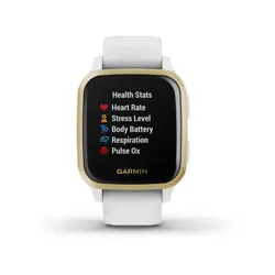 Smartwatch Garmin Venu Sq - Jasnozłota ramka z aluminium z białą kopertą i silikonowym paskiem (010-02427-11)