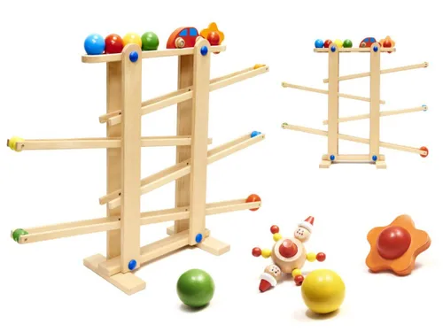 Drewniany Tor Kulkowy Samochodowy Kulodrom Zjeżdżalnia Piłek Montessori Xxl