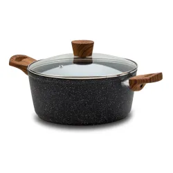 NAVA Nature 2,1 l czarny - garnek aluminiowy z pokrywką