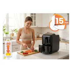 Air Fryer Frytkownica beztłuszczowa BERDSEN BD-663 11.6l z podwójnym koszem i okienkiem do obserwacji postępów gotowania