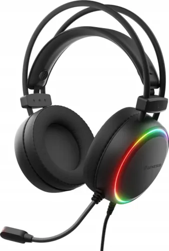 Słuchawki przewodowe z mikrofonem Genesis Neon 613 G2 RGB Nauszne Czarny