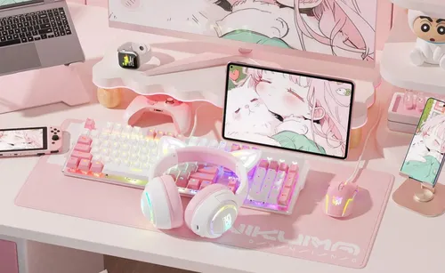 Słuchawki ONIKUMA GT838 Nauszne Biało-różowy