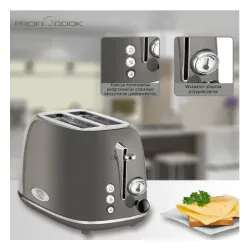 Toster ProfiCook PC-TA 1193 Ruszt do bułek Rozmrażanie 815W