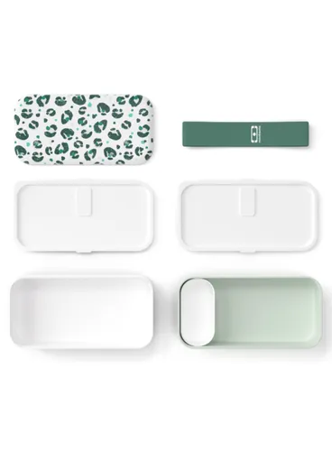 Pudełko na lunch Monbento MB Original The Bento Box - green / leopard