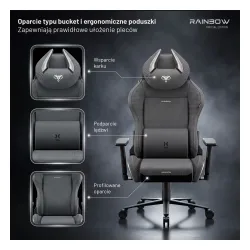 Fotel Diablo Chairs X-Horn 2.0 Normal Size Rainbow Grey Gamingowy do 140kg Tkanina Szary