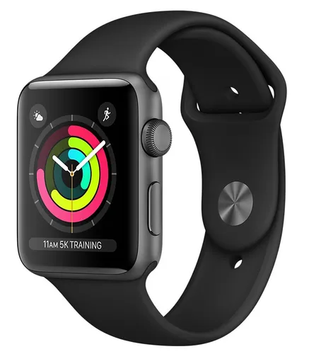 APPLE Watch 3 GPS 38mm koperta z aluminium (gwiezdna szarość) + pasek sportowy (czarny)