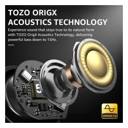 Słuchawki bezprzewodowe Tozo AeroSound Dokanałowe Bluetooth 5.3 Czarny