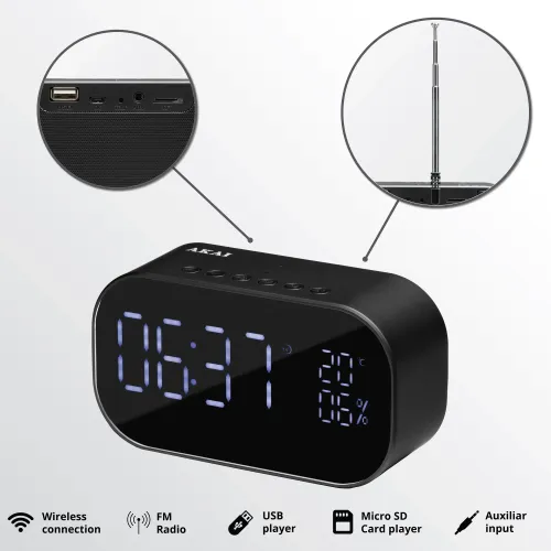 Budzik AKAI ABTS-S2BK Czarny