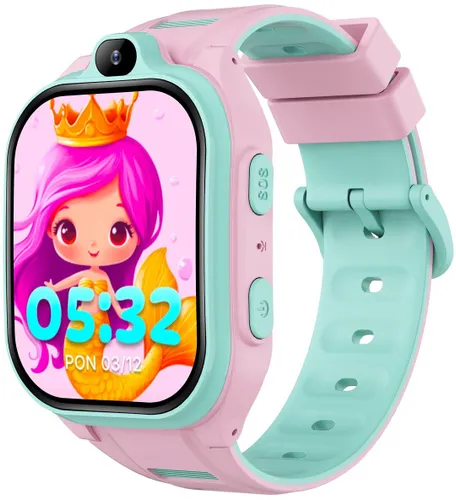 Smartwatch FOREVER Kids Boost KW-530 AI GPS WiFi 4G Różowo-zielony