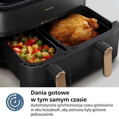Air fryer Philips Ovi Dual Basket NA552/00 2750W 9l Aplikcja mobilna Gotowanie na parze