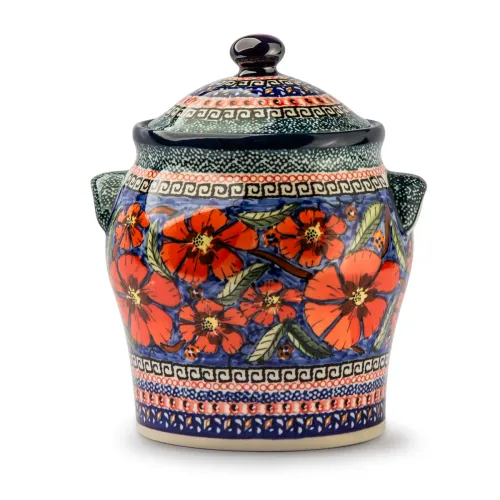 Beczka do kiszenia kapusty i ogórków z pokrywką / garnek Ceramika Bolesławiec 1,5 l - dek. 150 ART (drugi gatunek)