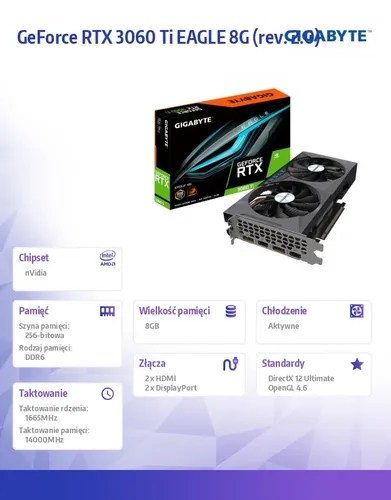 Karta graficzna GeForce RTX 3060Ti Eagle 2.0 8GB 256bit LHR 2DP/2HDMI