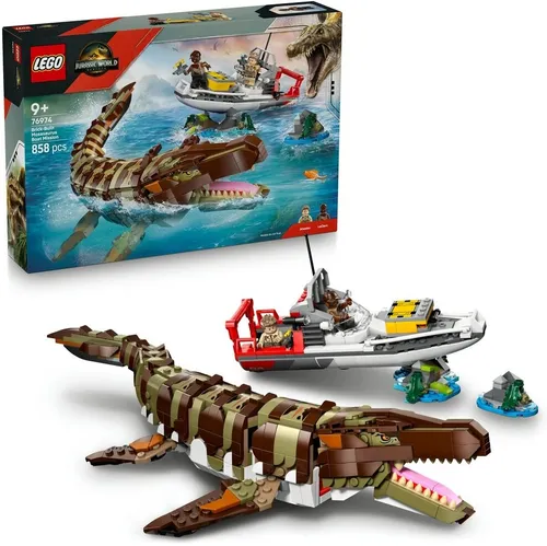 LEGO 76974 Jurassic World Misja na łodzi i model mozazaura