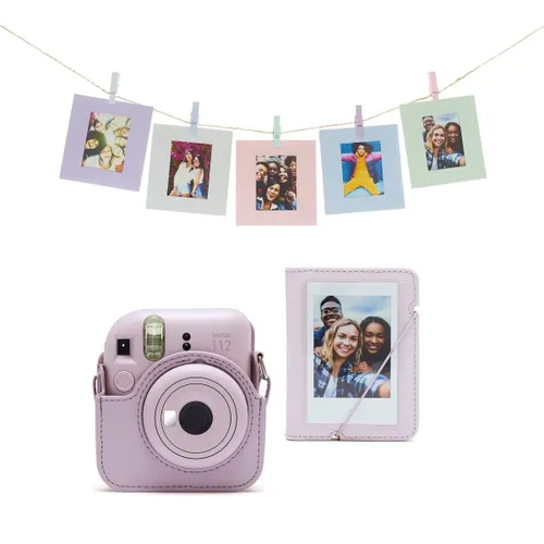 Aparat FUJIFILM Instax Mini 12 Fioletowy Pokrowiec + Album + Ramki + Sznurek + Klamerki