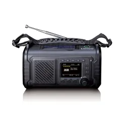 Radioodbiornik Lenco PDR-055BK Na korbkę, Solarne, Latarka, Powerbank, Radio FM DAB+ Czarny