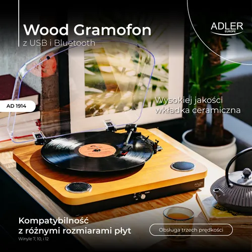 Gramofon ADLER AD 1914 Drewno