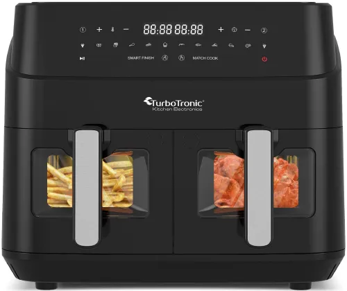 Air Fryer Frytkownica beztłuszczowa TURBOTRONIC TT-DAF6W Czarny 9l z podwójnym koszem