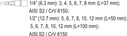 Zestaw kluczy trzpieniowych Hex 18 części Yato YT-7752