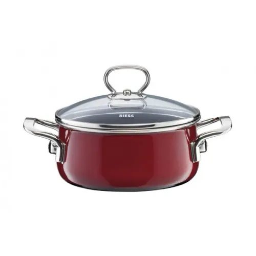 RIESS Nouvelle Rosso 1 l - garnek emaliowany z pokrywką
