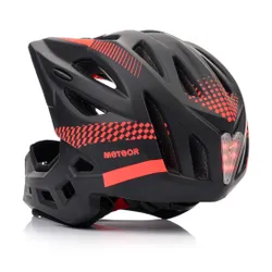 Kask rowerowy full-face METEOR Lupus S 48-52 cm czarny/czerwony