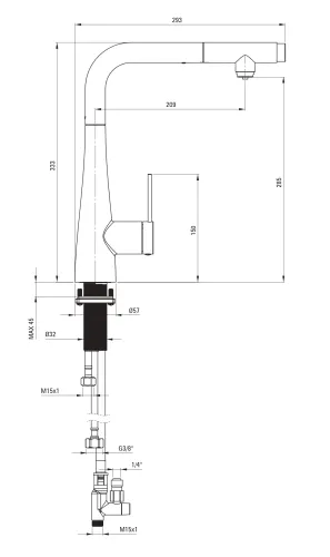 Bateria Deante Eridan BRE_F75M Stal szczotkowana