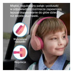 Słuchawki bezprzewodowe Belkin Soundform Mini dla dzieci Nauszne Bluetooth 5.3 Różowy