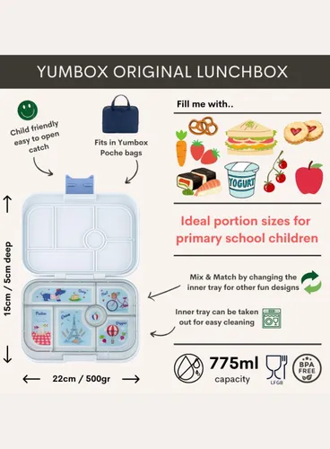 Okul için Öğle Yemeği Kutusu Yumbox Original-hazy Grey / Paris tray