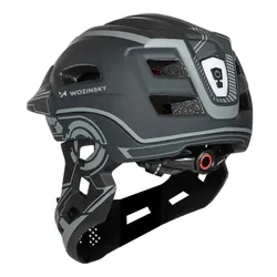 Kask rowerowy WOZINSKY HT-27S Szary Full Face dla Dzieci z odkręcaną szczęką i lampką (rozmiar uniwersalny)