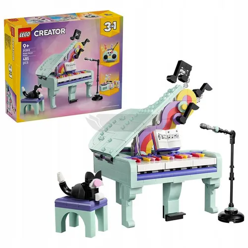 LEGO Creator 3w1 31392 Dekoracyjny fortepian z kotem, zestaw klocków 9+