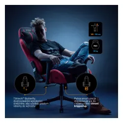 Fotel Diablo Chairs X-One 2.0 Small Bloody Mery Gamingowy do 90kg Tkanina Czarno-Czerwony