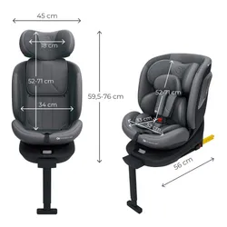 Fotelik samochodowy KINDERKRAFT I-360 2 Plus 40-150 cm (0-36 kg) Szary