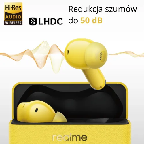 Słuchawki bezprzewodowe realme Buds T500 Pro Dokanałowe Bluetooth 6.1 Srebrno-biały