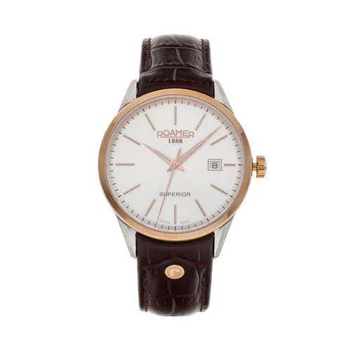 Roamer Superior Saat 3H 508833 49 15 05 Gümüş / Gül Altın / Kahverengi