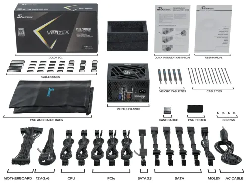 Zasilacz Seasonic Vertex PX-1200 1200W 80+ Platinum Czarny