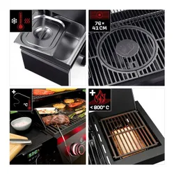 Grill Gazowy Landmann Cool Black 4.1 Maxx 4+1 Palniki Żeliwny Ruszt