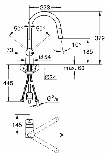 Bateria GROHE Vento 30438000 Chrom